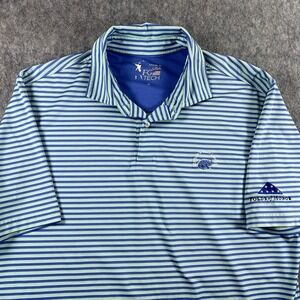Dooks Golf Links Polo Shirt Men Medium Short Sleeve‎ Striped Blue Folds of Honor